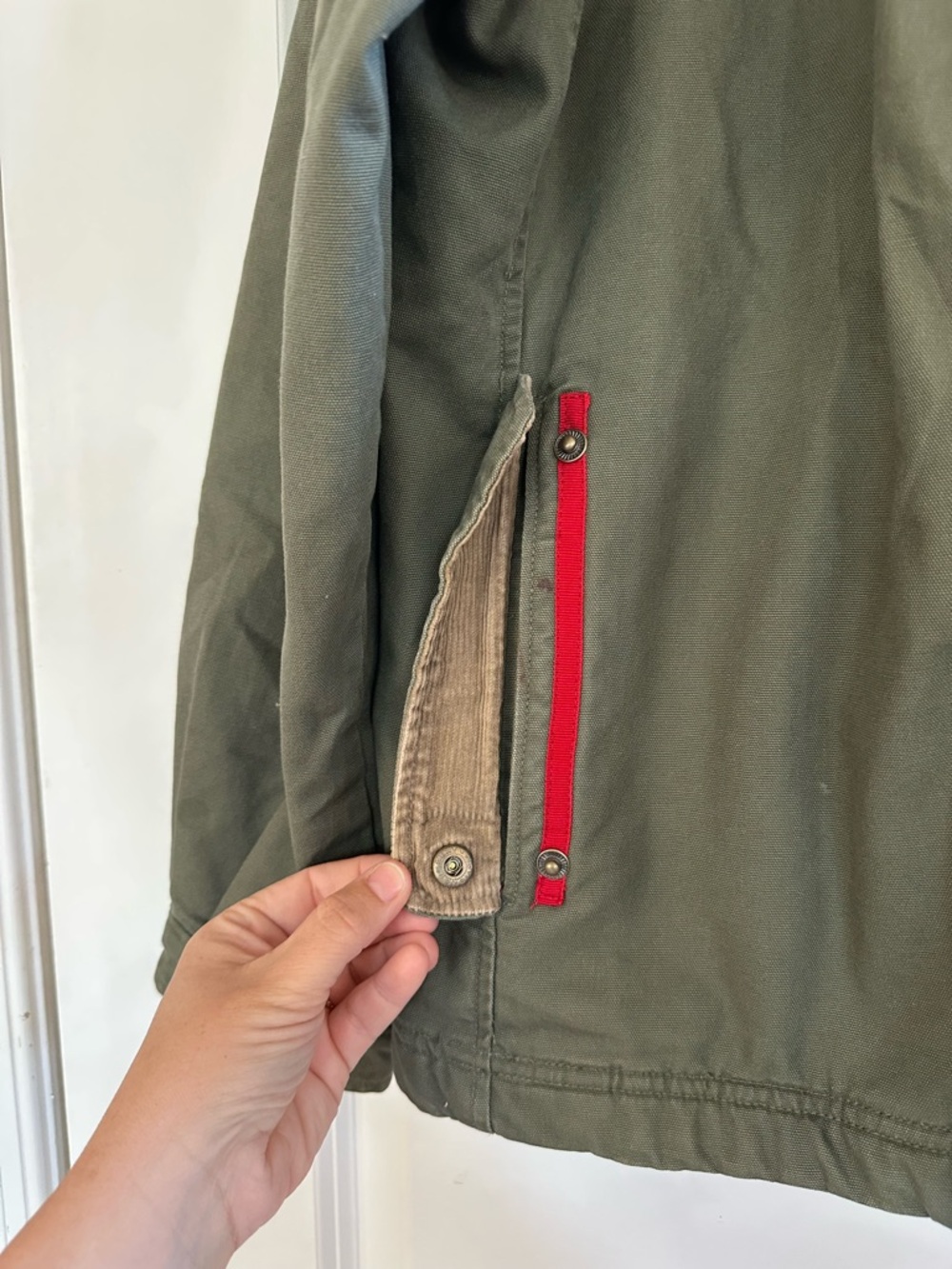Vintage Woolrich Chore Coat Barn Field Jacket Cord Trim Blanket Lined LG Green - Picture 6 of 11